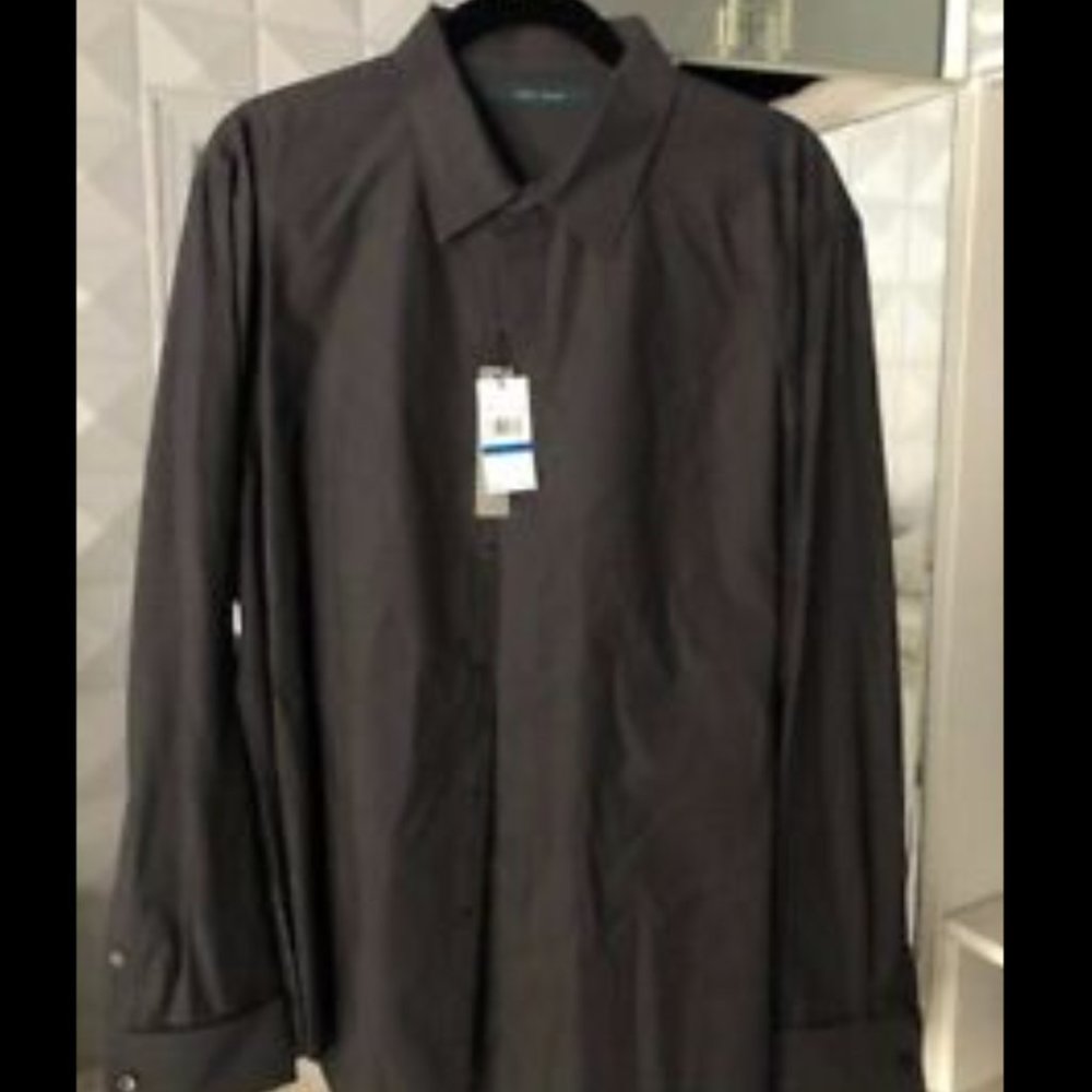Authentic PERRY ELLIS Charcoal Grey Men's Button-Down Shirt (XL) NWT $69.50